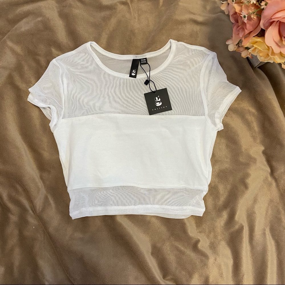 Garage mesh tee with bandeau